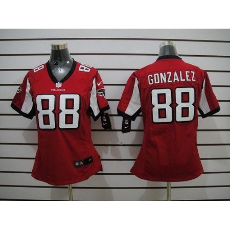 Nike Falcons #88 Tony Gonzalez Red Team Color Women's Stitched NFL Elite Jersey