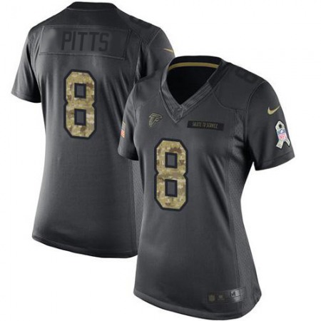 Nike Falcons #8 Kyle Pitts Black Women's Stitched NFL Limited 2016 Salute to Service Jersey