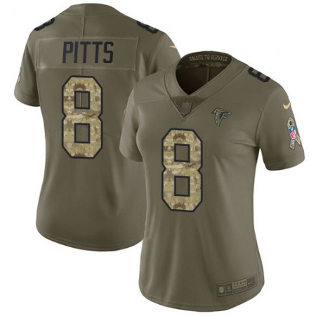 Nike Falcons #8 Kyle Pitts Olive/Camo Women's Stitched NFL Limited 2017 Salute To Service Jersey