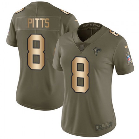 Nike Falcons #8 Kyle Pitts Olive/Gold Women's Stitched NFL Limited 2017 Salute to Service Jersey