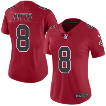 Nike Falcons #8 Kyle Pitts Red Women's Stitched NFL Limited Rush Jersey