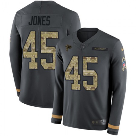 Nike Falcons #45 Deion Jones Anthracite Salute to Service Youth Stitched NFL Limited Therma Long Sleeve Jersey