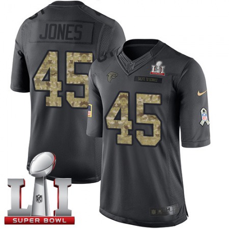 Nike Falcons #45 Deion Jones Black Super Bowl LI 51 Youth Stitched NFL Limited 2016 Salute to Service Jersey