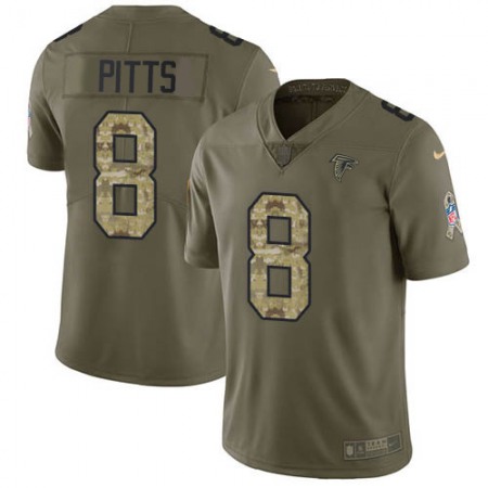 Nike Falcons #8 Kyle Pitts Olive/Camo Youth Stitched NFL Limited 2017 Salute To Service Jersey