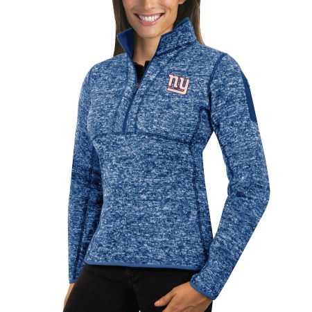 New York Giants Antigua Women's Fortune Half-Zip Sweater Heather Royal