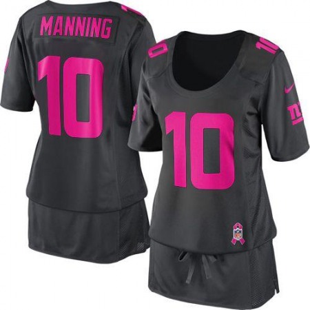 Nike Giants #10 Eli Manning Dark Grey Women's Breast Cancer Awareness Stitched NFL Elite Jersey