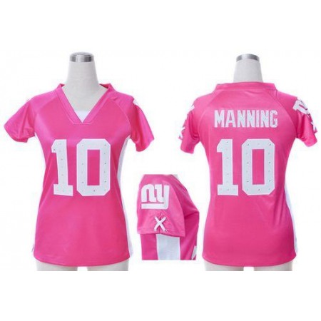 Nike Giants #10 Eli Manning Pink Draft Him Name & Number Top Women's Stitched NFL Elite Jersey