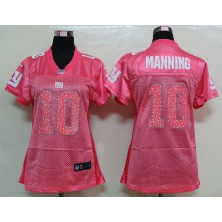 Nike Giants #10 Eli Manning Pink Sweetheart Women's NFL Game Jersey