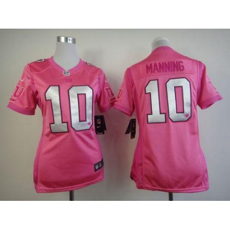 Nike Giants #10 Eli Manning Pink Women's Be Luv'd Stitched NFL Elite Jersey