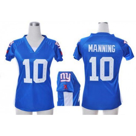 Nike Giants #10 Eli Manning Royal Blue Team Color Draft Him Name & Number Top Women's Stitched NFL Elite Jersey