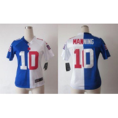 Nike Giants #10 Eli Manning Royal Blue/White Women's Stitched NFL Elite Split Jersey