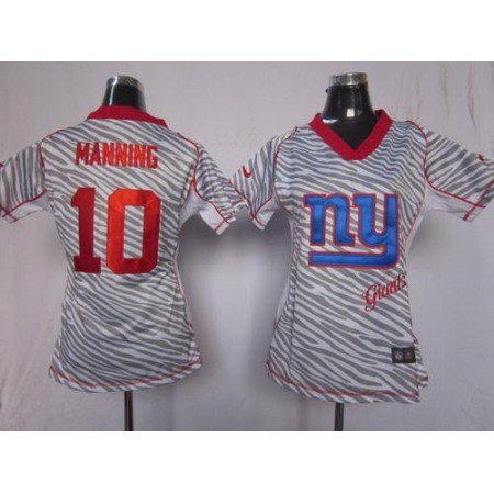 Nike Giants #10 Eli Manning Zebra Women's Stitched NFL Elite Jersey