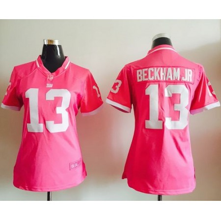Nike Giants #13 Odell Beckham Jr Pink Women's Stitched NFL Elite Bubble Gum Jersey