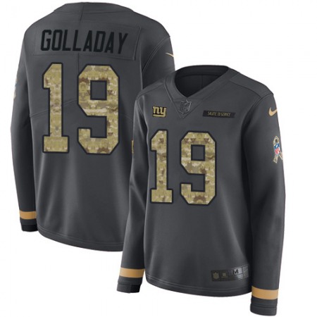 Nike Giants #19 Kenny Golladay Anthracite Salute to Service Women's Stitched NFL Limited Therma Long Sleeve Jersey