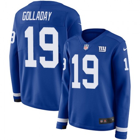 Nike Giants #19 Kenny Golladay Royal Blue Team Color Women's Stitched NFL Limited Therma Long Sleeve Jersey