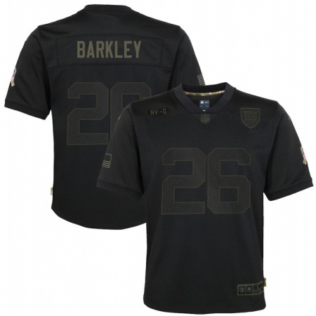 New York Giants #26 Saquon Barkley Nike Youth 2020 Salute to Service Game Jersey Black