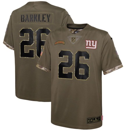 New York Giants #26 Saquon Barkley Nike Youth 2022 Salute To Service Limited Jersey - Olive