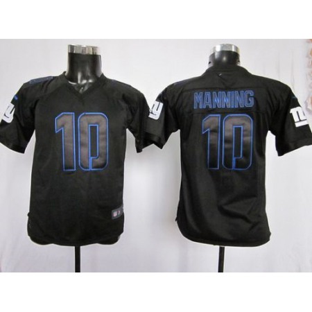 Nike Giants #10 Eli Manning Black Youth Stitched NFL Impact Elite Jersey