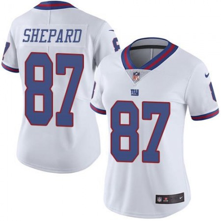 Nike Giants #87 Sterling Shepard White Women's Stitched NFL Limited Rush Jersey