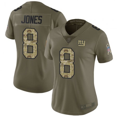 Nike Giants #8 Daniel Jones Olive/Camo Women's Stitched NFL Limited 2017 Salute to Service Jersey