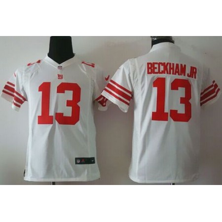 Nike Giants #13 Odell Beckham Jr White Youth Stitched NFL Elite Jersey