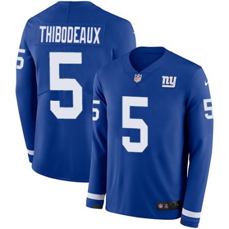 Nike Giants #5 Kayvon Thibodeaux Royal Blue Team Color Youth Stitched NFL Limited Therma Long Sleeve Jersey