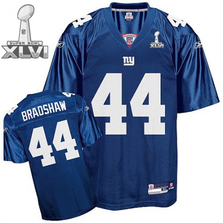 Giants #44 Ahmad Bradshaw Blue Super Bowl XLVI Embroidered Youth NFL Jersey
