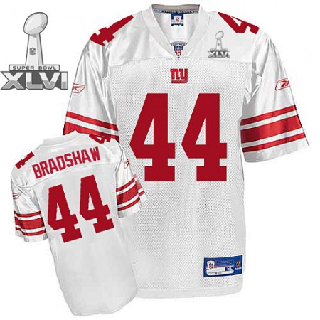 Giants #44 Ahmad Bradshaw White Super Bowl XLVI Embroidered Youth NFL Jersey