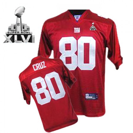 Giants #80 Victor Cruz Red Super Bowl XLVI Embroidered Youth NFL Jersey