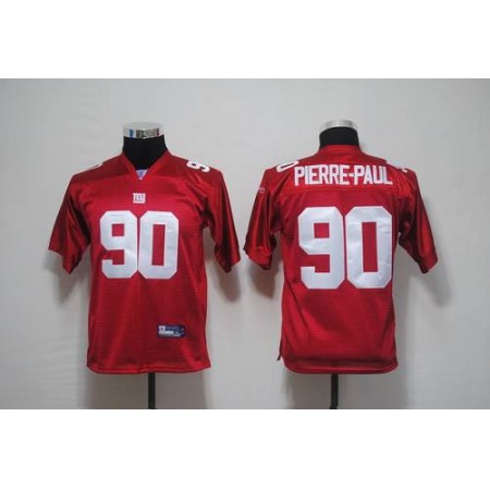 Giants #90 Jason Pierre-Paul Red Stitched Youth NFL Jersey