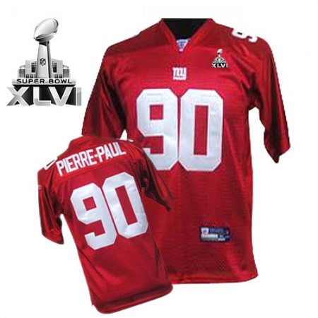 Giants #90 Jason Pierre-Paul Red Super Bowl XLVI Embroidered Youth NFL Jersey
