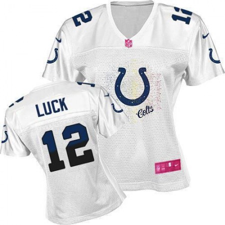 Nike Colts #12 Andrew Luck White Women's Fem Fan NFL Game Jersey