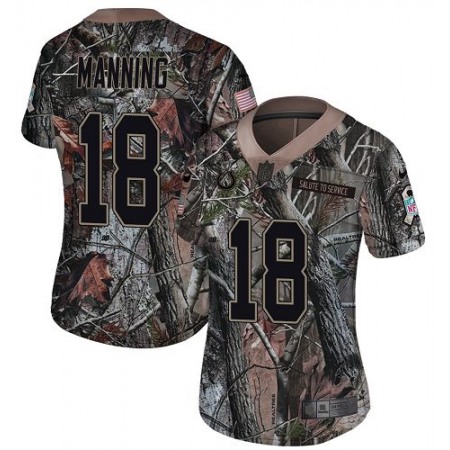 Nike Colts #18 Peyton Manning Camo Women's Stitched NFL Limited Rush Realtree Jersey