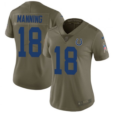Nike Colts #18 Peyton Manning Olive Women's Stitched NFL Limited 2017 Salute to Service Jersey
