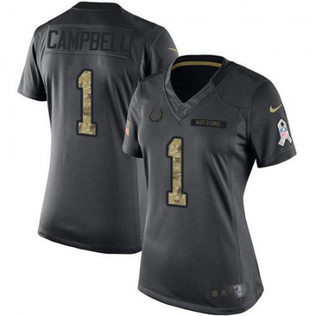 Nike Colts #1 Parris Campbell Black Women's Stitched NFL Limited 2016 Salute to Service Jersey