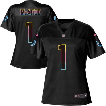 Nike Colts #1 Pat McAfee Black Women's NFL Fashion Game Jersey