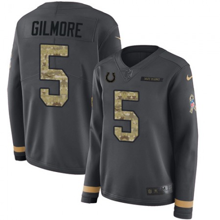 Nike Colts #5 Stephon Gilmore Anthracite Salute to Service Women's Stitched NFL Limited Therma Long Sleeve Jersey