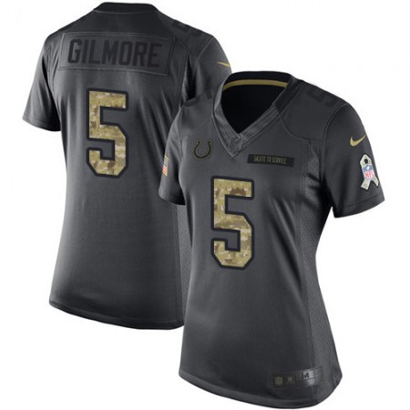 Nike Colts #5 Stephon Gilmore Black Women's Stitched NFL Limited 2016 Salute to Service Jersey