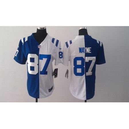 Nike Colts #87 Reggie Wayne Royal Blue/White Women's Stitched NFL Elite Split Jersey