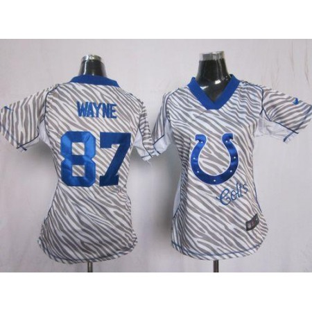Nike Colts #87 Reggie Wayne Zebra Women's Stitched NFL Elite Jersey