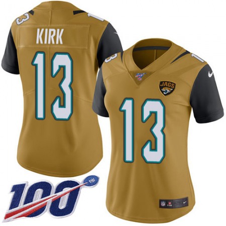 Nike Jaguars #13 Christian Kirk Gold Women's Stitched NFL Limited Rush 100th Season Jersey