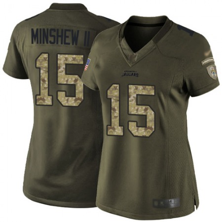 Nike Jaguars #15 Gardner Minshew II Green Women's Stitched NFL Limited 2015 Salute to Service Jersey