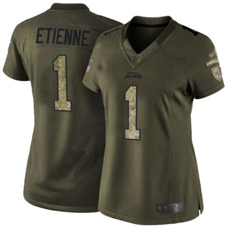 Nike Jaguars #1 Travis Etienne Green Women's Stitched NFL Limited 2015 Salute to Service Jersey