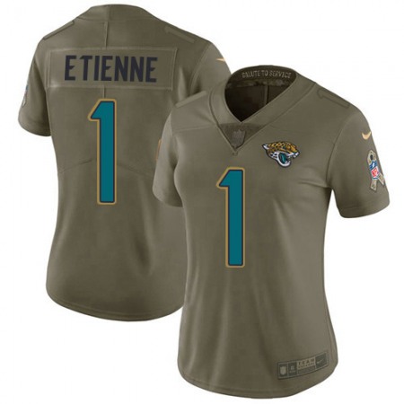 Nike Jaguars #1 Travis Etienne Olive Women's Stitched NFL Limited 2017 Salute To Service Jersey
