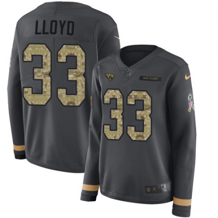 Nike Jaguars #33 Devin Lloyd Anthracite Salute to Service Women's Stitched NFL Limited Therma Long Sleeve Jersey