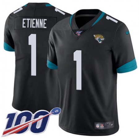 Nike Jaguars #1 Travis Etienne Black Team Color Youth Stitched NFL 100th Season Vapor Limited Jersey