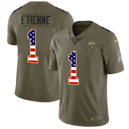 Nike Jaguars #1 Travis Etienne Olive/USA Flag Youth Stitched NFL Limited 2017 Salute To Service Jersey