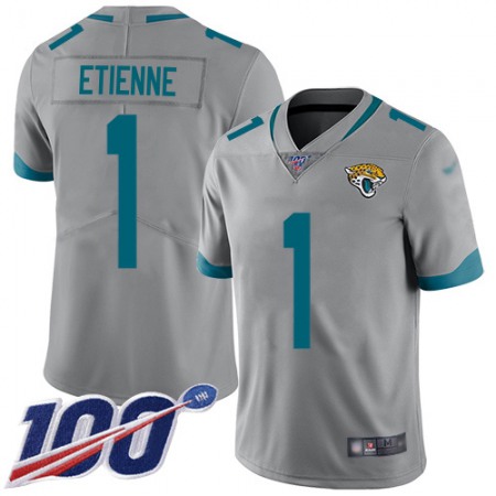 Nike Jaguars #1 Travis Etienne Silver Youth Stitched NFL Limited Inverted Legend 100th Season Jersey