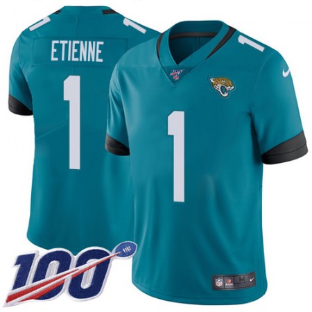 Nike Jaguars #1 Travis Etienne Teal Green Alternate Youth Stitched NFL 100th Season Vapor Limited Jersey