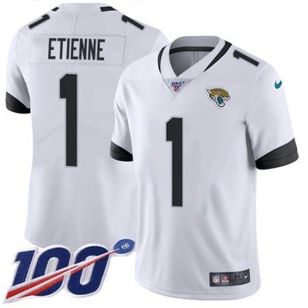 Nike Jaguars #1 Travis Etienne White Youth Stitched NFL 100th Season Vapor Limited Jersey